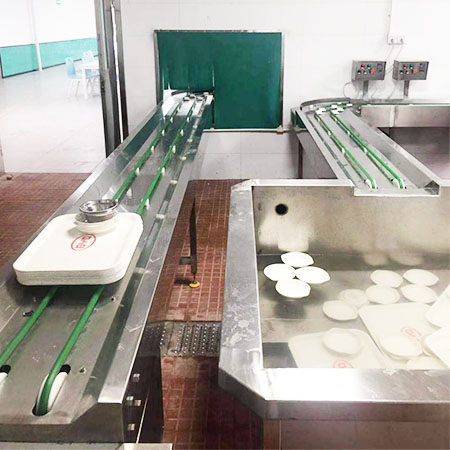 深圳比亚迪饭堂圆带式餐具回收线